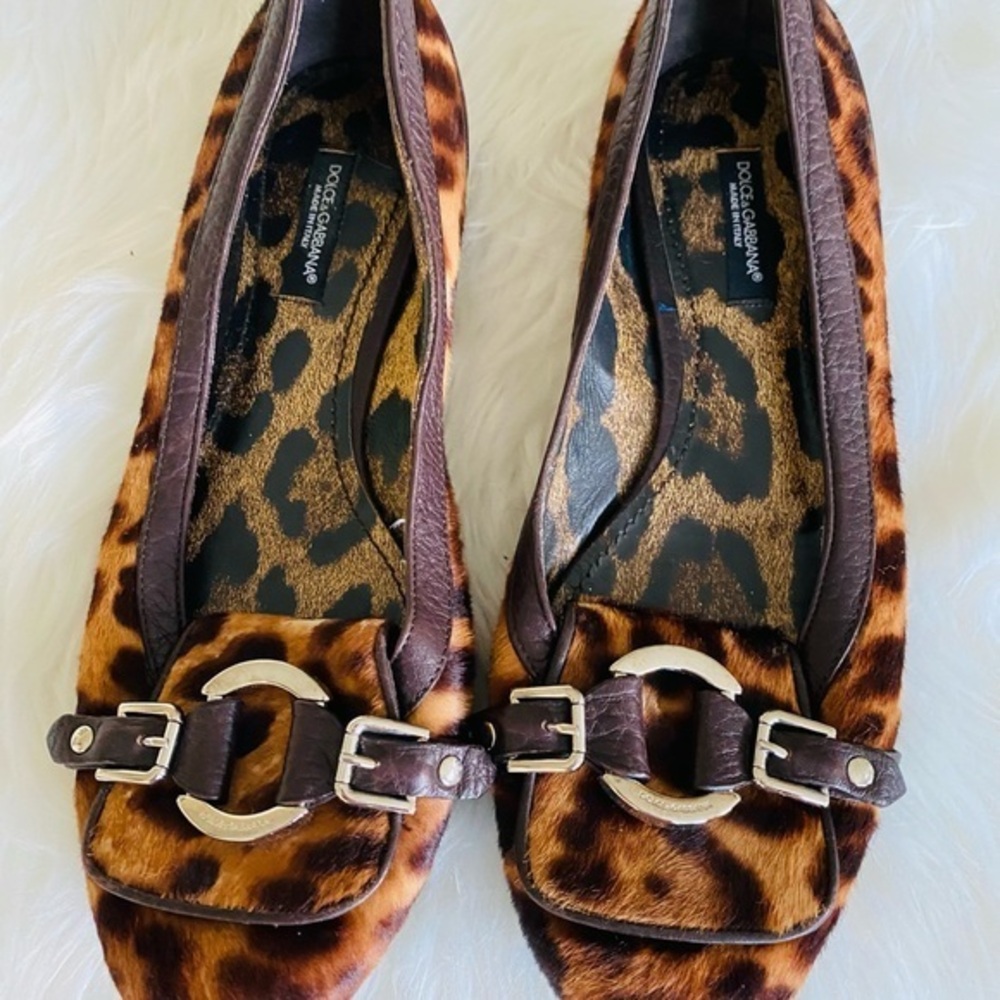 Dolce & Gabbana animal print leather ballet flats, Sz. 36